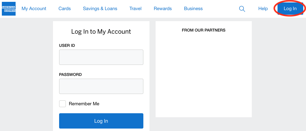 Log in to American Express